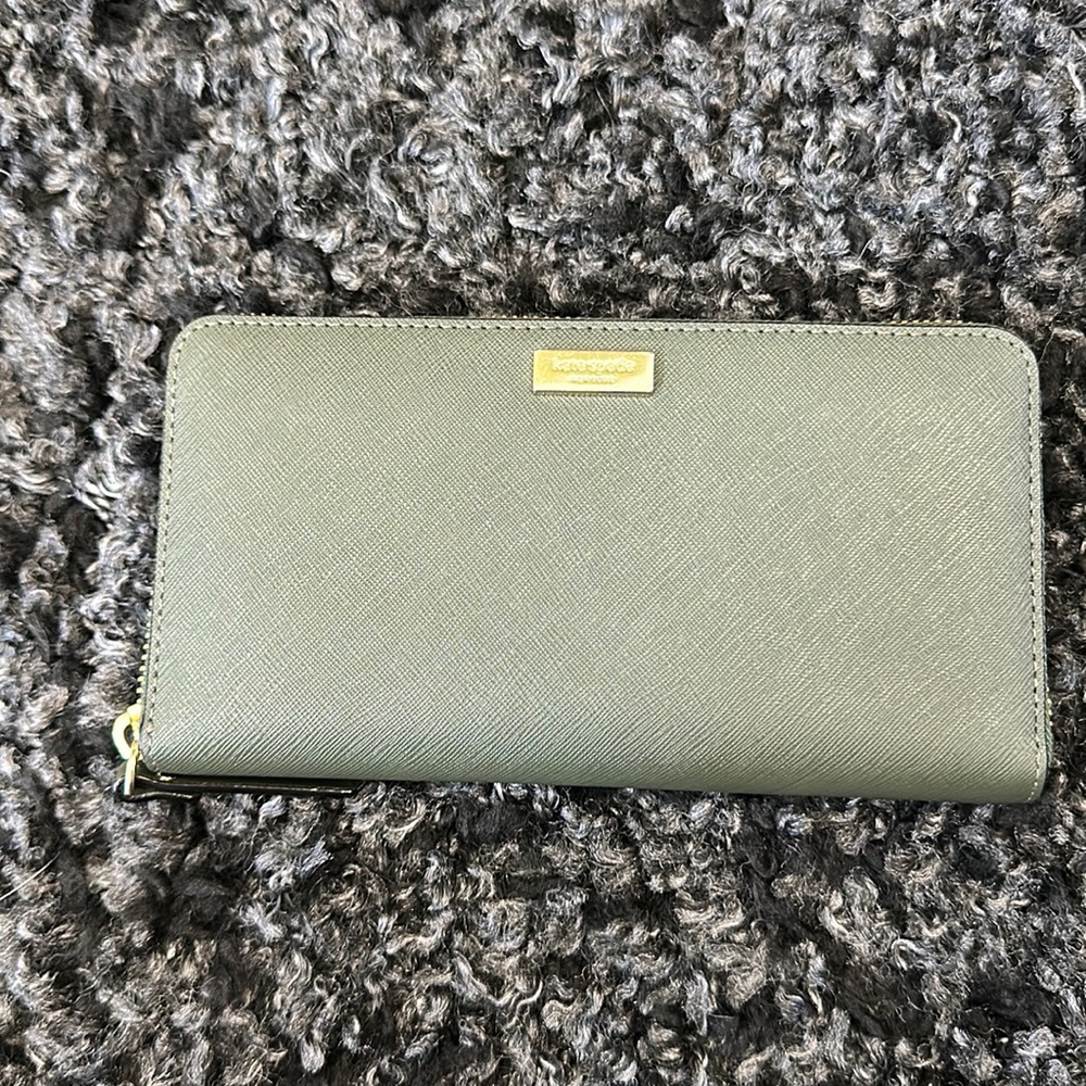 Kate spade dark green zip around wallet